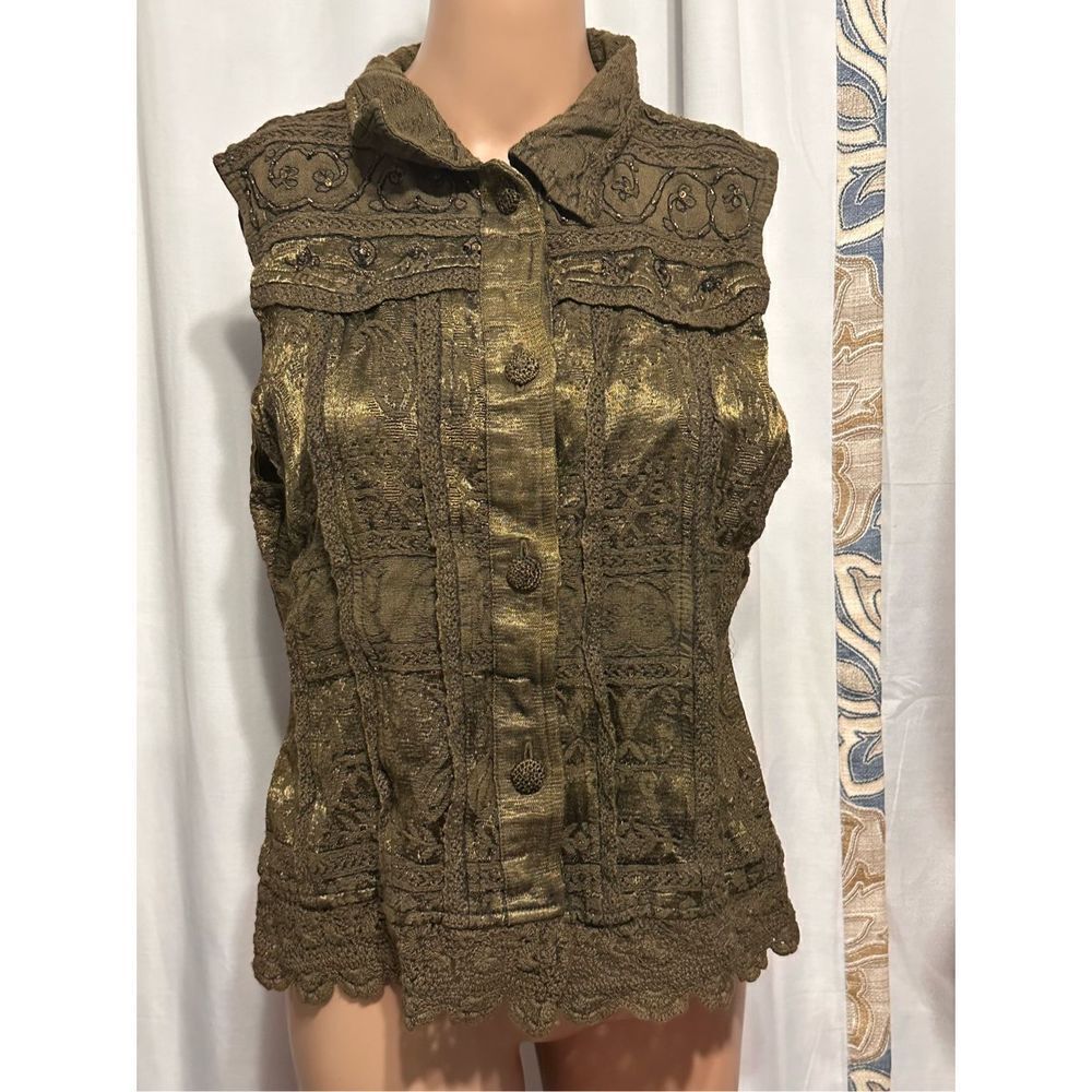 GREAT CONDITION Vintage Flashback Brown Tapestry Vest Women's Large